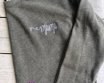 Mama Sweatshirt - Mama Embroidered Sweatshirt - Mama Crewneck Sweatshirt