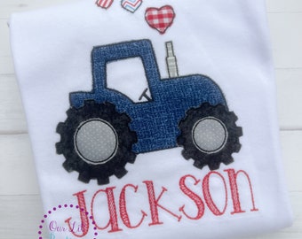Valentine's Tractor Shirt - Personalized Valentine Shirt - Boys Valentine Shirt - Personalized Valentine Shirt - Kids Valentine