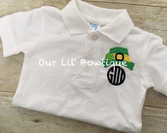 St.Patricks Day Polo -Leprechaun  Polo - Shamrock Polo - Shamrock Monogram - Monogram - Boys Shirt Monogram - Leprechaun Shirt