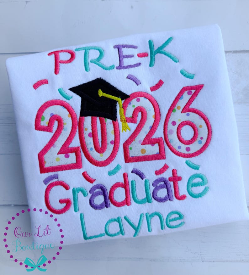 Graduation Shirt - Pre-K Graduation Shirt - Preschool Grad - Grad Shirt -Personalized Grad Shirt - Kindergarten Graduation - 2026 Grad - VPK image 1