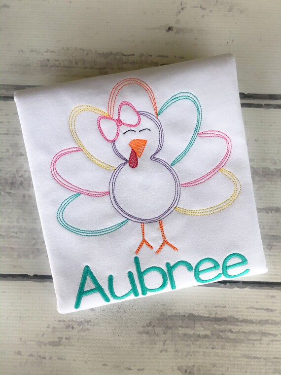 Turkey Shirt - Girls Thanksgiving Shirt - Turkey - Thanksgiving Shirt - Thanksgiving Embroidered Shirt - Girls Thanksgiving Shirt - Girls Il_570xn