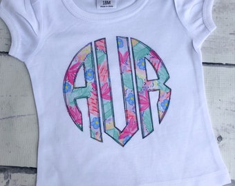 Floral Monogram Shirt - Girls Monogram Shirt - Personalized Shirt - Summer Monogram - Personalized - Sublimation - Kids Monogram Shirt