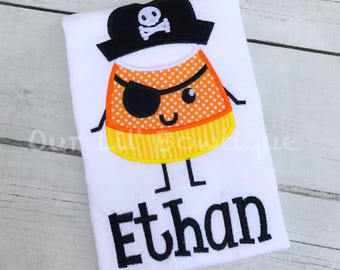 Candy Corn Pirate Halloween Shirt - Boy Halloween Shirt - Candy Corn Shirt - Pirate - Halloween Shirt - Pirate Applique