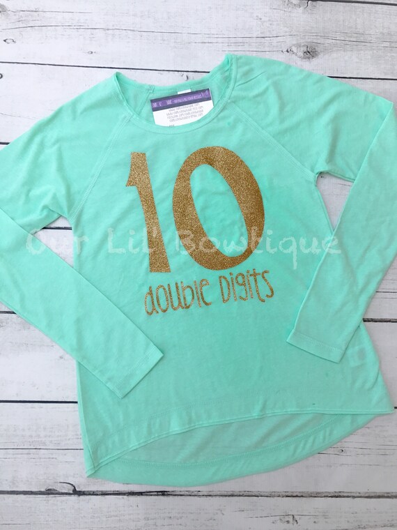 Double Digits - Glitter Shirt Double Digits Birthday Shirt - Personalized Birthday - Personalized - Birthday Shirt - Girls Birthday Shirt Il_570xn