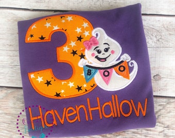 Ghost Halloween Shirt - Girls Halloween Shirt - Ghost Shirt -  Ghost Birthday -  Ghost Applique - Halloween Shirt - Halloween Birthday Shirt