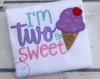 Two Sweet - Ice Cream Birthday Shirt - Ice Cream Birthday - Second Birthday Shirt  - Birthday Shirt- Personalized Birthday - Personalized