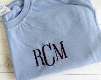 Two-Tone Monogram Comfort Colors T-Shirt: Personalized Cotton Tee