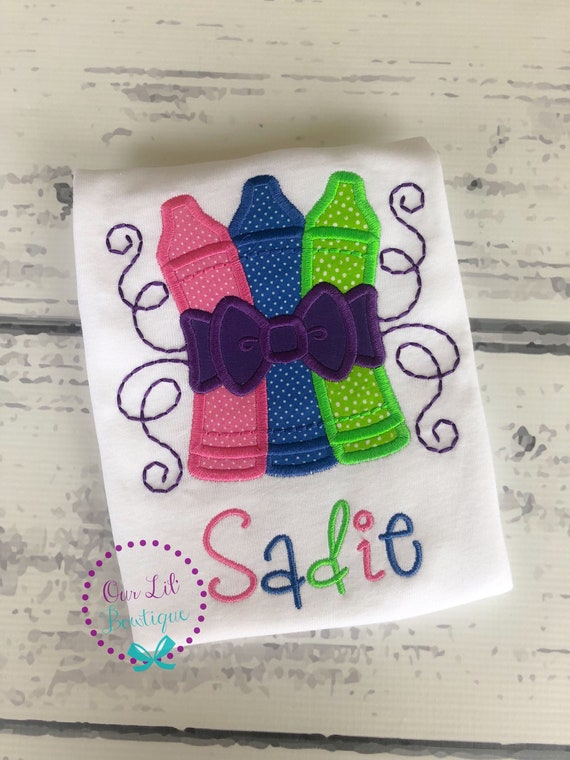 Crayon Shirt - Polo - School Shirt - Preschool Shirt - Kindergarten Shirt - Girl Back to School Shirt - Personalized Polo - Uniform Il_570xn