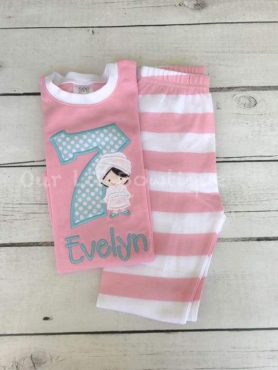 Spa Day personalized Birthday Shirt -Spa Personalized PJs - Personalized Spa Day Shirt - Spa Birthday - Spa Girl Applique Il_570xn