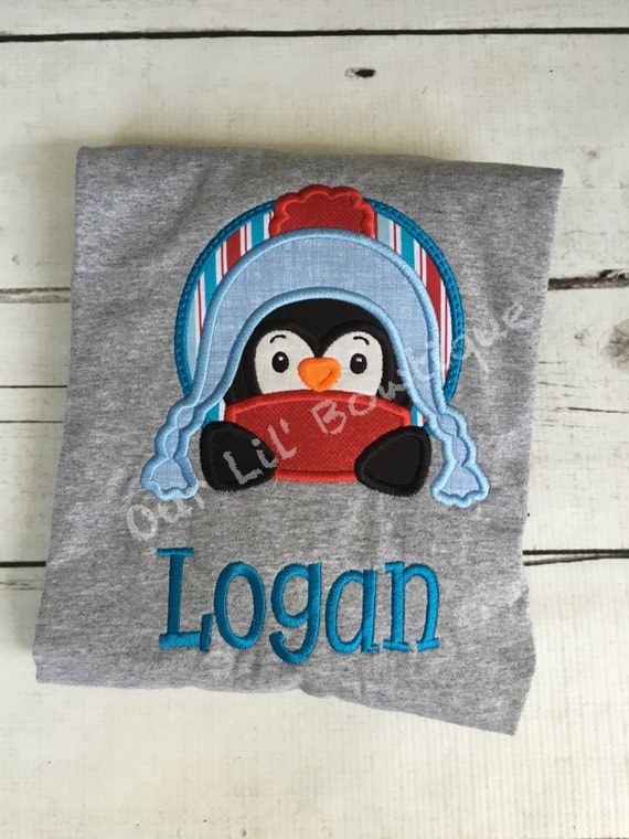 Christmas Penguin Shirt - Boy's Penguin Birthday Shirt - Girl's Penguin Birthday Shirt - Baby - Personalized Shirt - Winter Penguin Birthday Il_570xn