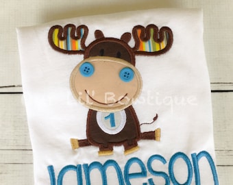 Moose Birthday Shirt: Personalized Appliqué Woodland Tee
