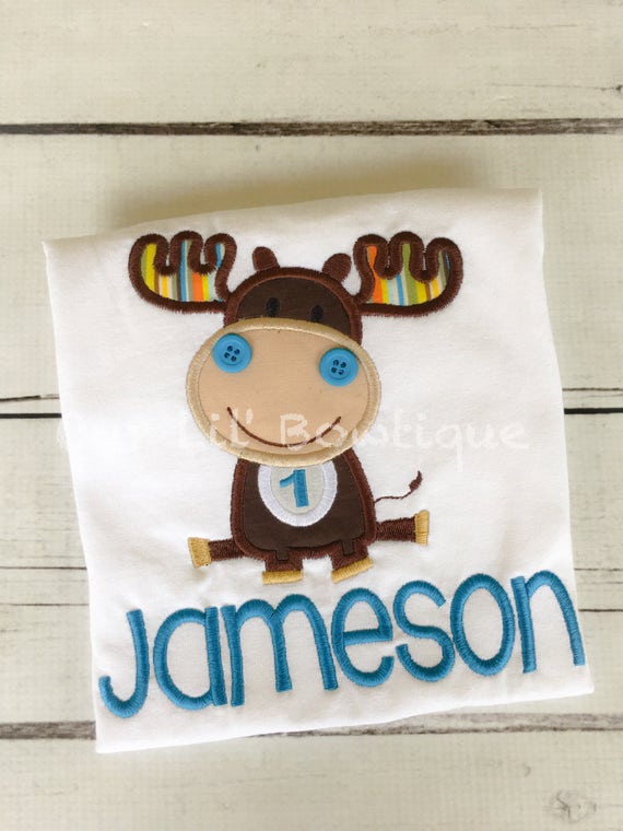 Moose Shirt - Boy's Moose Birthday Shirt - Girl's Moose Birthday Shirt - Personalized Shirt - Woodland - Woodland Birthday - Moose Birthday Il_570xn