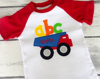 School Shirt - Preschool Shirt - Truck Shirt - ABC Dump Truck - Kindergarten Shirt - Boy Back to School Shirt - Dump Truck Shirt