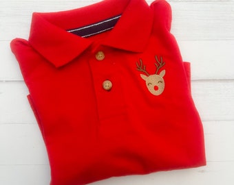 Kids Reindeer Polo - Christmas Polo - Christmas Reindeer Polo - Reindeer Polo - Monogram - Boys Christmas Shirt