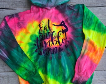 Eat Sleep Tumble Repeat - Gymnastics Sweatshirt  - Tie Dye - Gymnast Pullover - Kids Gymnastics Sweatshirt - Tie Dye Gymnastics Sweatshirt