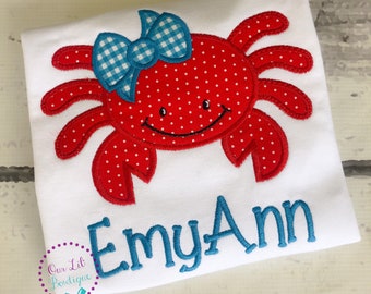 Personalized Crab Applique Shirt: Summer Birthday Outfit