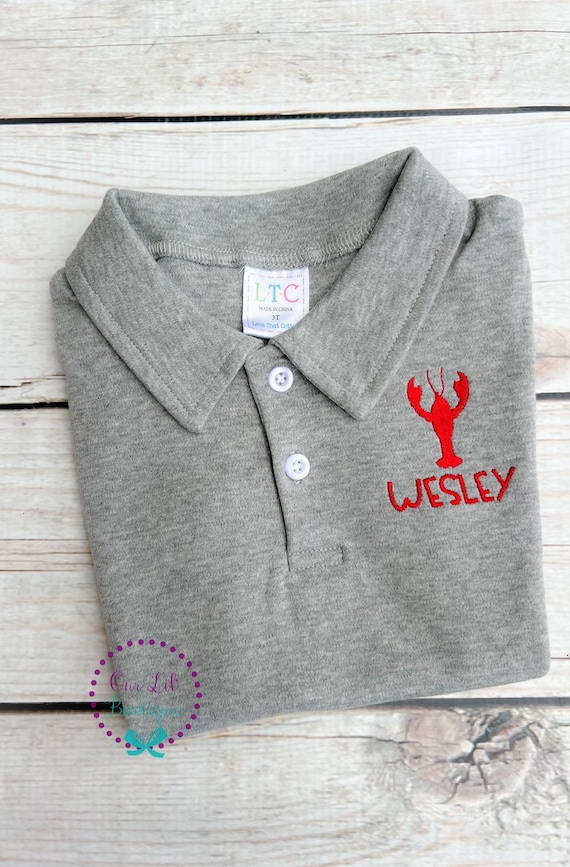 Crawfish Polo Monogrammed Polo Boys Birthday Shirt Crawfish Shirt Crawfish Party Summer Shirt Personalized Polo Mardi Gras