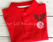 Reindeer Polo - Christmas Polo - Christmas Reindeer Polo - Reindeer Monogram - Monogram - Boys Christmas Shirt Il_170x135