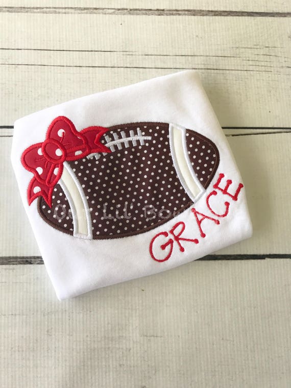 Football Shirt - Girls Football Shirt - Team Spirit Shirt - Football Outfit - Football Bow - Cheerleading Outfit - Football Birthday Shirt Il_570xn