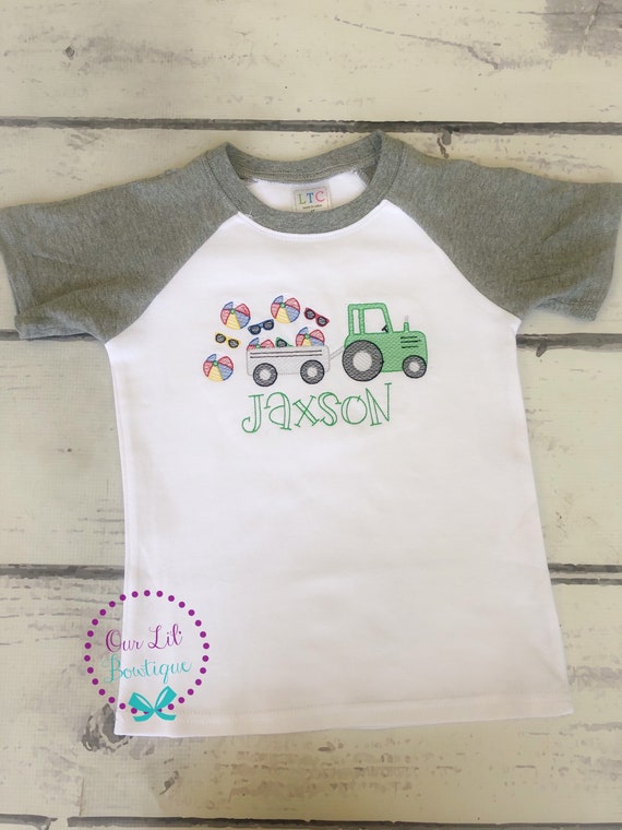Summer Tractor Shirt - Boys Shirt - Boy Summer Shirt - Tractor - Boys Beachball Shirt - Kids Tractor Shirt - Kids Summer Shirt - Beach Shirt Il_570xn
