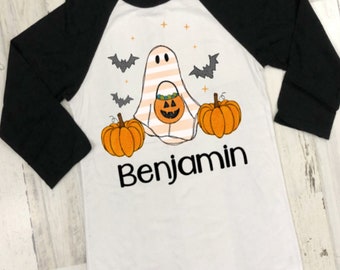 Retro Halloween Shirt - Boys Halloween Shirt - Girls Pumpkin Shirt - Girls Halloween Shirt - Personalized - Ghost Shirt - Sublimation