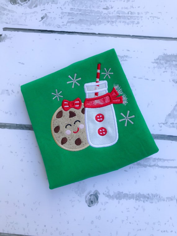 Cookies Christmas Shirt - Girls Christmas Dress - Cookies and Milk Shirt - Christmas Applique Dress - Christmas Applique Shirt Il_570xn
