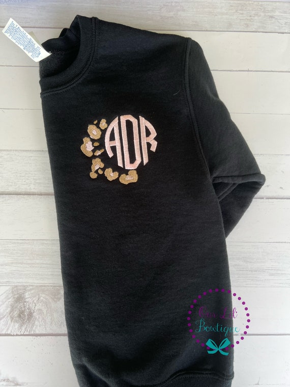 Monogram Sweatshirt Crewneck Sweatshirt Leopard Monogram 