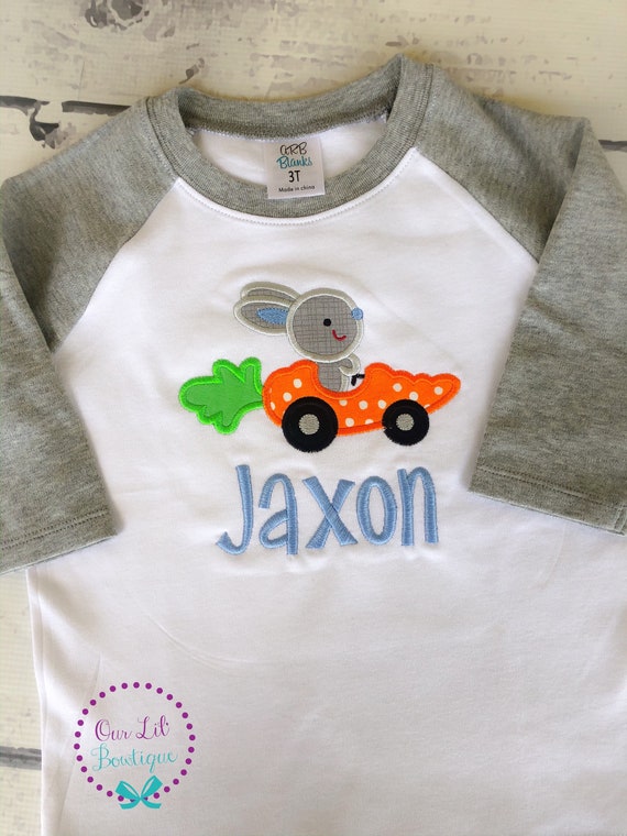 Easter Car - Easter Truck - Easter Egg Truck - Personalized Shirt - Raglan - Carrot - Easter Bunny Car - Boys Easter Shirt Il_570xn