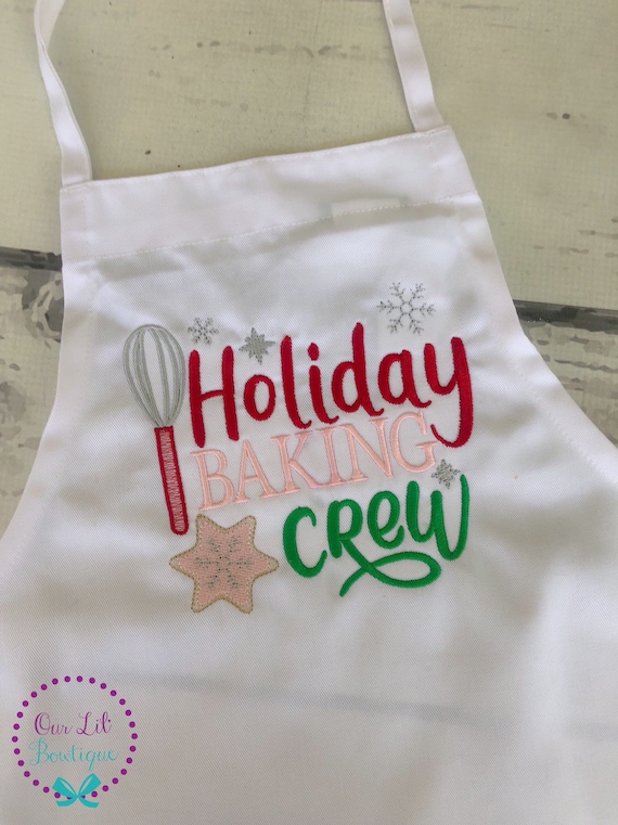 Holiday Baking Crew Apron - Personalized Apron - Personalized Gingerbread - Kids Apron - Adult Apron - Christmas Apron - Cooking Apron Il_570xn