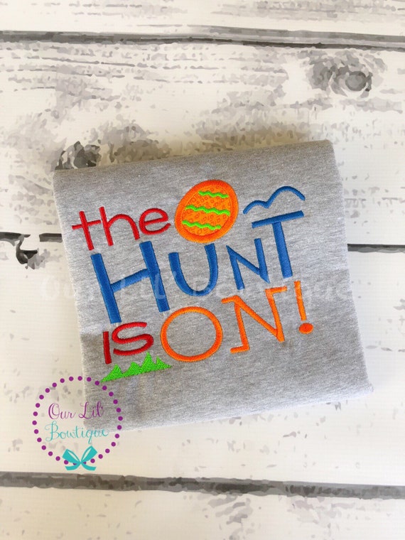The Hunt Is On Shirt - Personalized Easter T- Shirt - Official Egg Hunter - Boys Personalized Easter Shirt - Boys Easter Egg Hunt Shirt Il_570xn