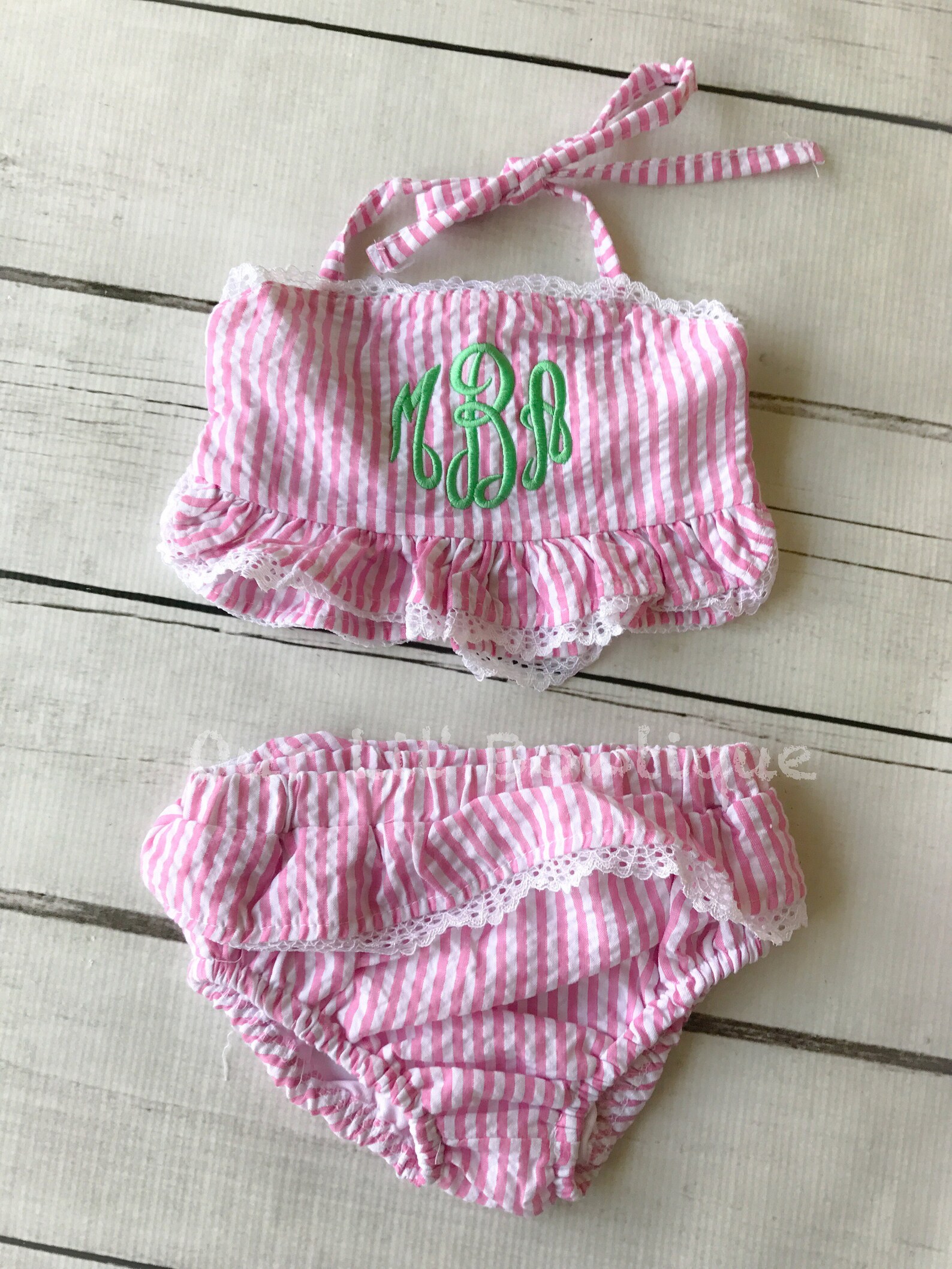 Birthday Bathing Suit Monogrammed Seersucker Bathing Suit Etsy