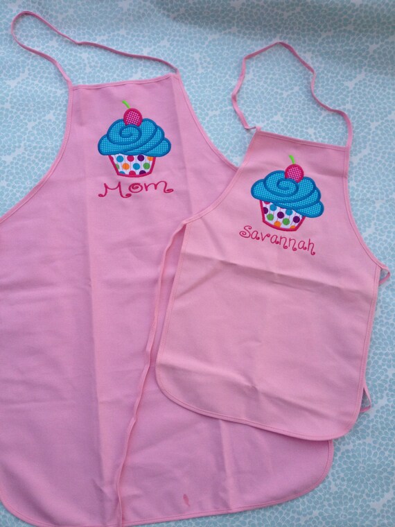 Mommy & Me Cupcake Apron Set - Personalized Apron - Personalized Cupcake - Girl - Toddler - Baby Il_570xn