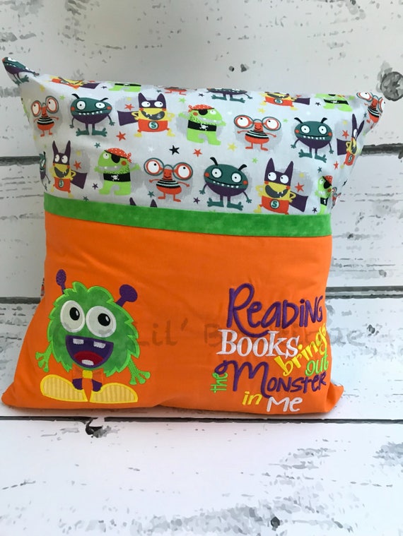 Monster Reading Pillow Kids Reading Pillow Pocket Pillow