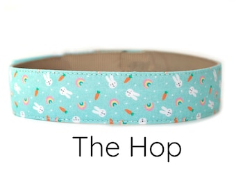 Easter Dog Collar - Bunny Rabbit Easter Print | Cute Rainbow Carrot Design | Spring Mint Blue Collar