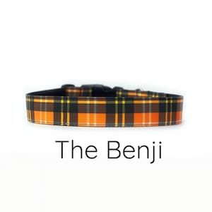 Orange plaid dog collar, dog collar, fall dog collar, boy dog collar, girl dog collar, orange dog collars, autumn dog collar, tartan plaid