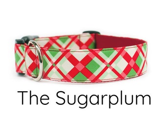 Christmas Plaid Dog Collar: Handmade Red & Green Holiday Pet Collar