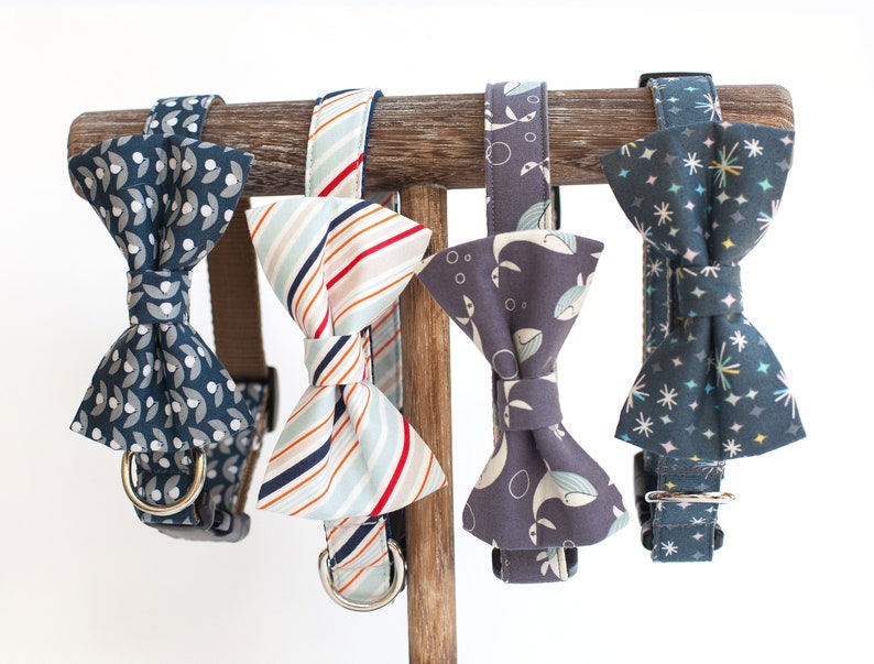 Dog Collar Bow tie Package -You choose any fabric! Mix and Match- bow tie dog collar, girl dog collar, boy dog collar, bow tie, dog bow tie image 5