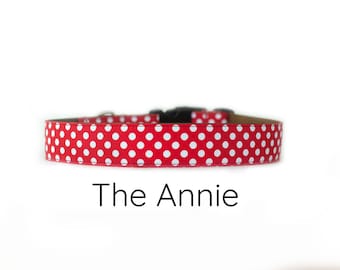 Red Polka Dot Dog Collar, dot dog collar, girl dog collar, boy dog collar, polka dot dog collar, red dog collar, modern