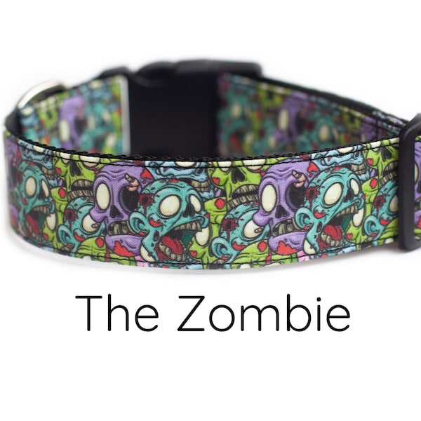 Zombie Dog Collar - Walking Dead Style | Black, Green, Purple Halloween Print