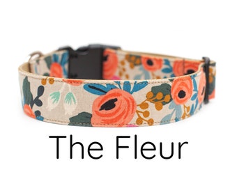 Collier de chien floral fait main, collier de chien rose, collier de chien fille, collier de chien floral rose, Rifle Paper Co, collier de chien, collier de chien pour fille