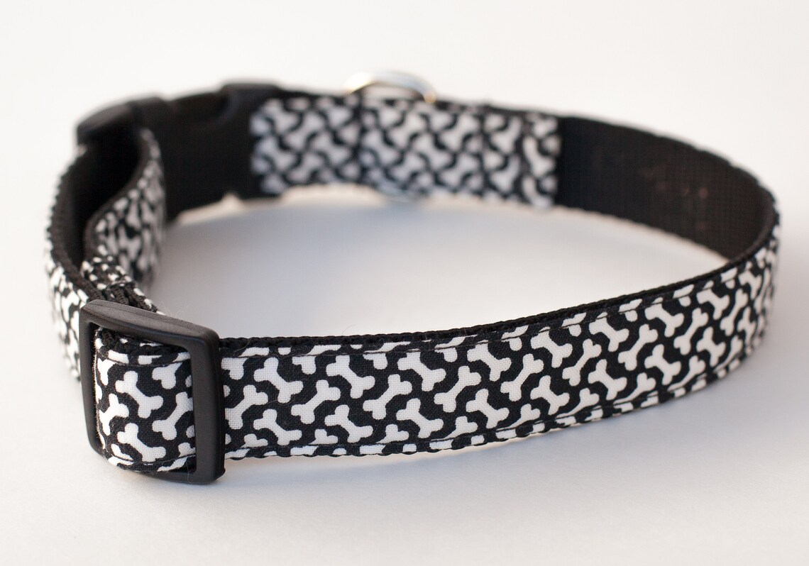 Bone Dog Collar Boy Dog Collar Girl Dog Collar Black White Etsy