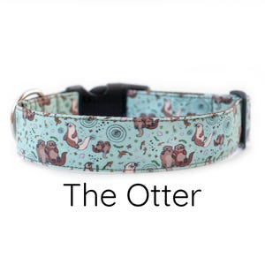 Sea Otter dog collar, ocean dog collar, outdoor dog collar, otter dog collar, dog collar girl, dog collar boy, aqua dog collar, sea life