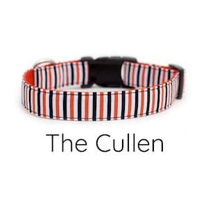 Halloween Dog Collar with Festive Black and Orange Stripes
