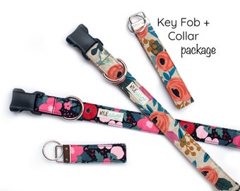 Dog Collar & Keychain Package - You choose any fabric | Match your pet | Ideal gift for dog lovers