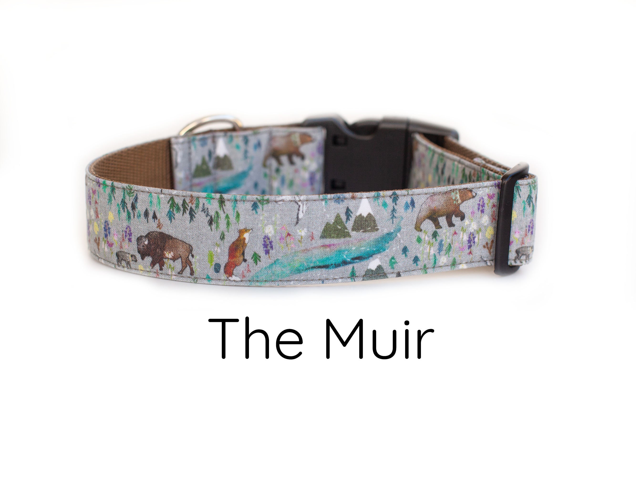 Woodland Dog Collar, Adventure, Outdoor Mountain Boy Girl Camping Gray Collar