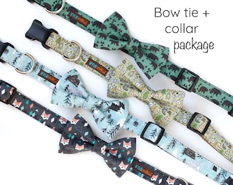 Dog Collar Bow tie Package -You choose any fabric! Mix and Match- bow tie dog collar, girl dog collar, boy dog collar, bow tie, dog bow tie