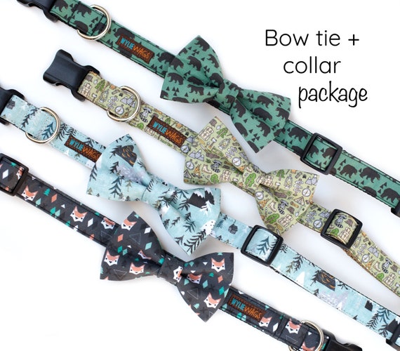 Dog Collar Bow Tie Package you Choose Any Fabric Mix and Match Bow