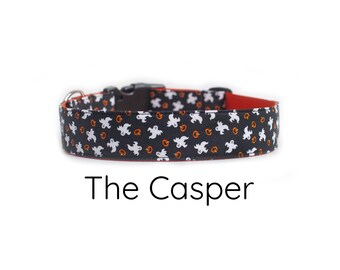 Ghost Dog Collar - Spooky Trick or Treat Pumpkins | Black & Orange Halloween Collar