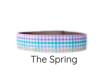 Gingham dog Collar, Easter dog collar, plaid dog collar, spring dog collar, green gingham dog collar, blue dog collar, yellow dog collar