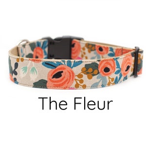 Handmade Floral Dog Collar, rose dog collar, girl dog collar, pink floral dog collar, Rifle Paper Co, dog collar, dog collar for girl